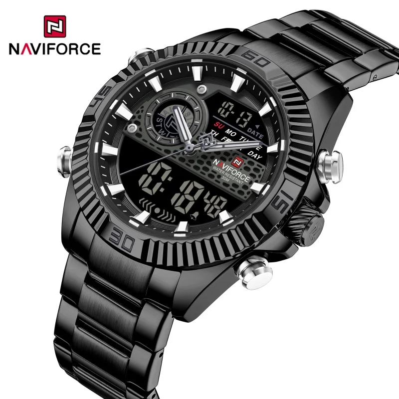 

NAVIFORCE Men's Double-display Watch Quartz Watch Business classics Stainless Steel Wrist Watch Multifunctional Application