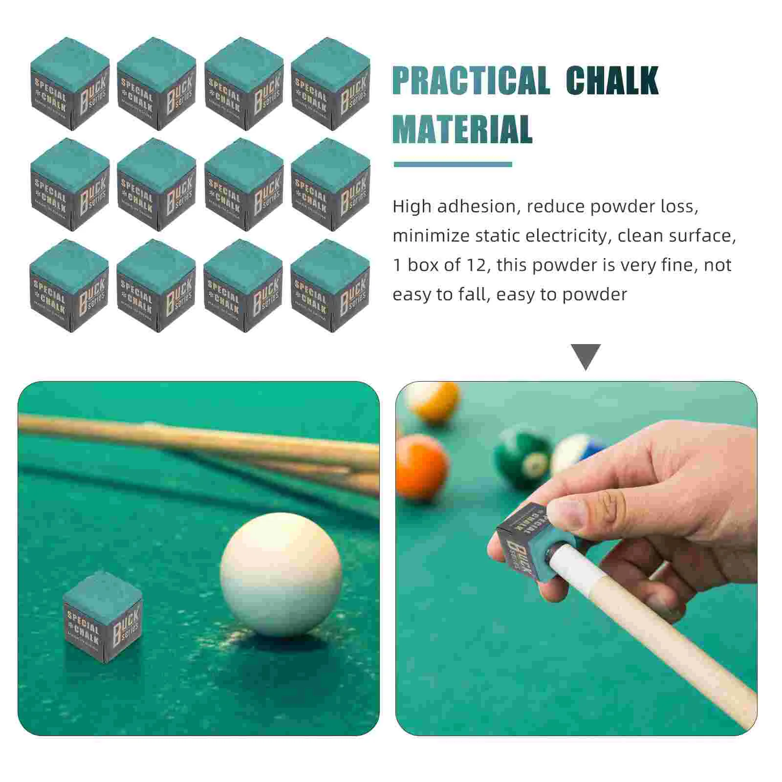 

12 Pcs Billiard Accessories Cue Stick Wiping Powder Pool Table Supplies Billiards Tip Game Chalks Sports Chocolate