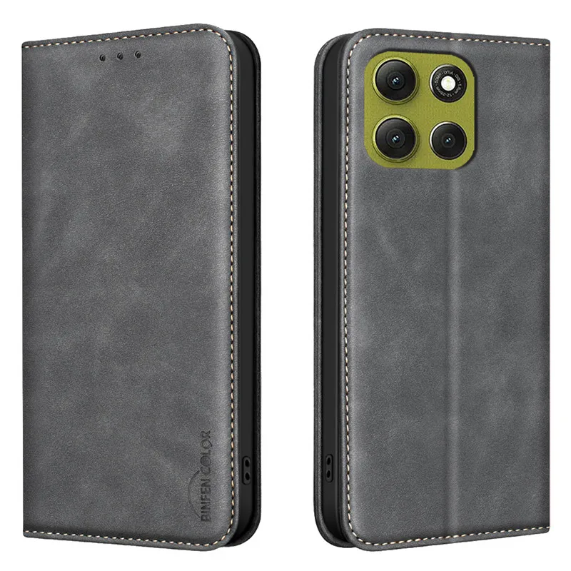 Luksusowe magnetyczne etui z klapką ze skóry do telefonów Motorola Moto G77 G67 G17 G06 G86 Power G56 G66Y G66J 5G, portfel, ochrona przed kradzieżą. — zdjęcie produktu 2