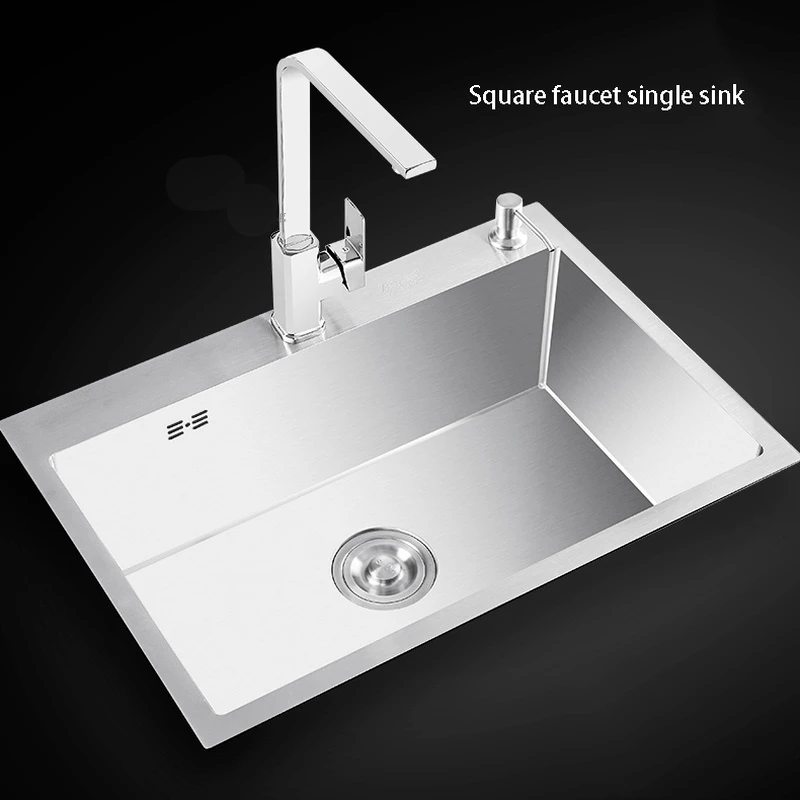 Stainless Steel Undermount Kitchen Sink Home Improvement Brushed Washing Fruit Basin Manual Single Bowl with Drain Accessories