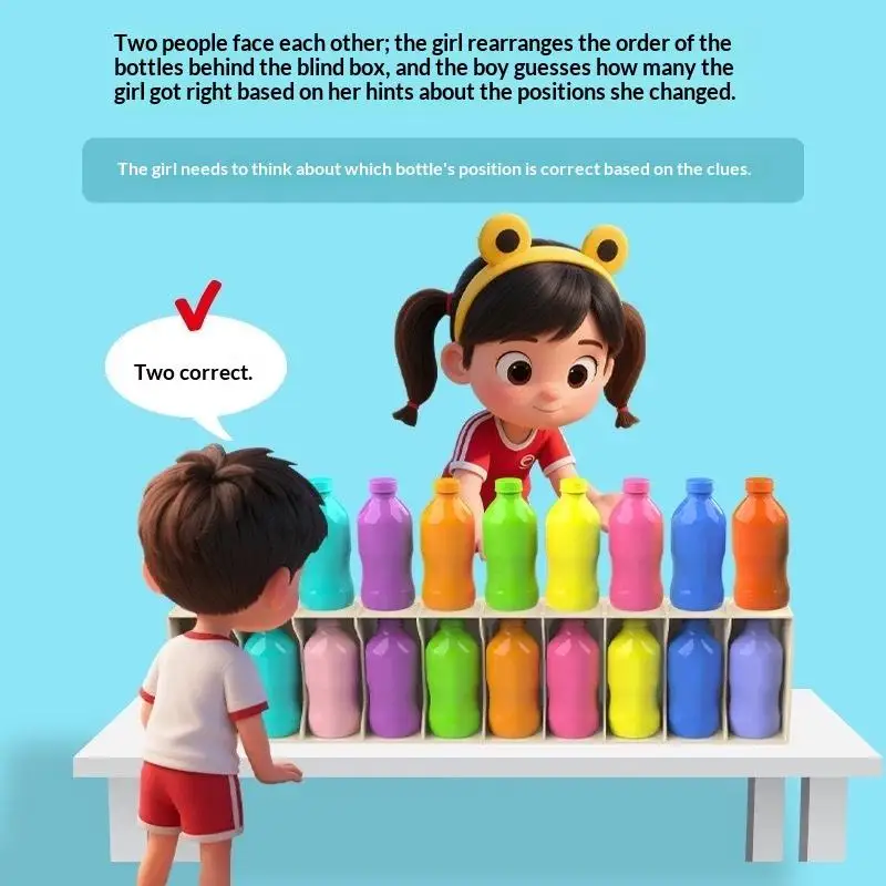 ชุดของเล่นฝึกความจำ เกมปริศนา ของเล่นจัดหมวดหมู่สีสันสดใสสำหรับเด็ก ทายขวด ของเล่นเสริมปฏิสัมพันธ์ระหว่างพ่อแม่ลูก