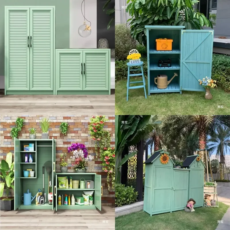 Weatherproof Outdoor Storage Cabinet for Garden Patio Tool Organizer Simple Design Household Locker