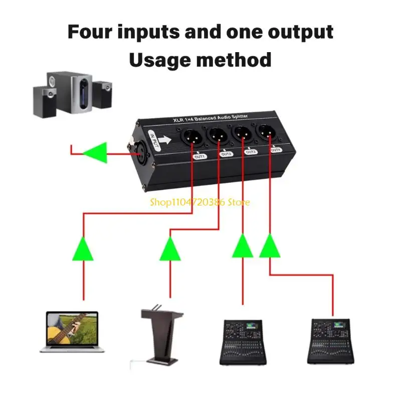 K0EA Balanced Sound Splitter 1 Input 4 Output Splitter for Data Transmission Studio Equipment Extender Installation