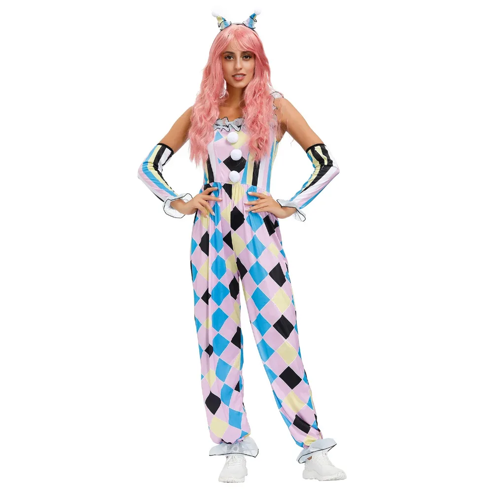 

Clowns Cosplay Costume Full Sets Jumpsuits Uniform for Women Adult Outfit Halloween Carnival Party Performance Clothes Roleplay