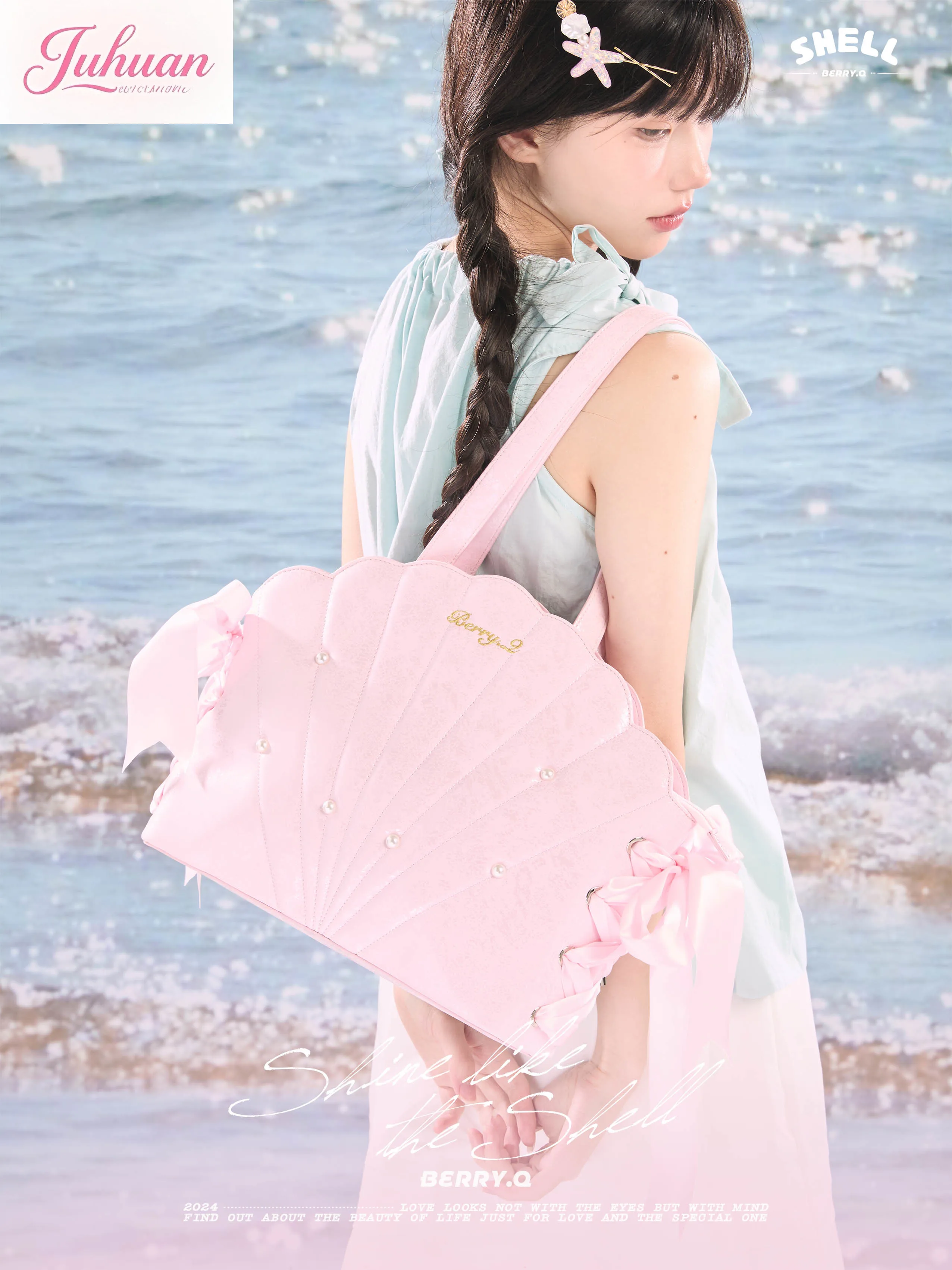 

Japanese lolita Large Capacity Pearl Itabag Leather Handbags Solid Color Lake-up Cloud Armpit Shell Bag Women Shoulder Bags