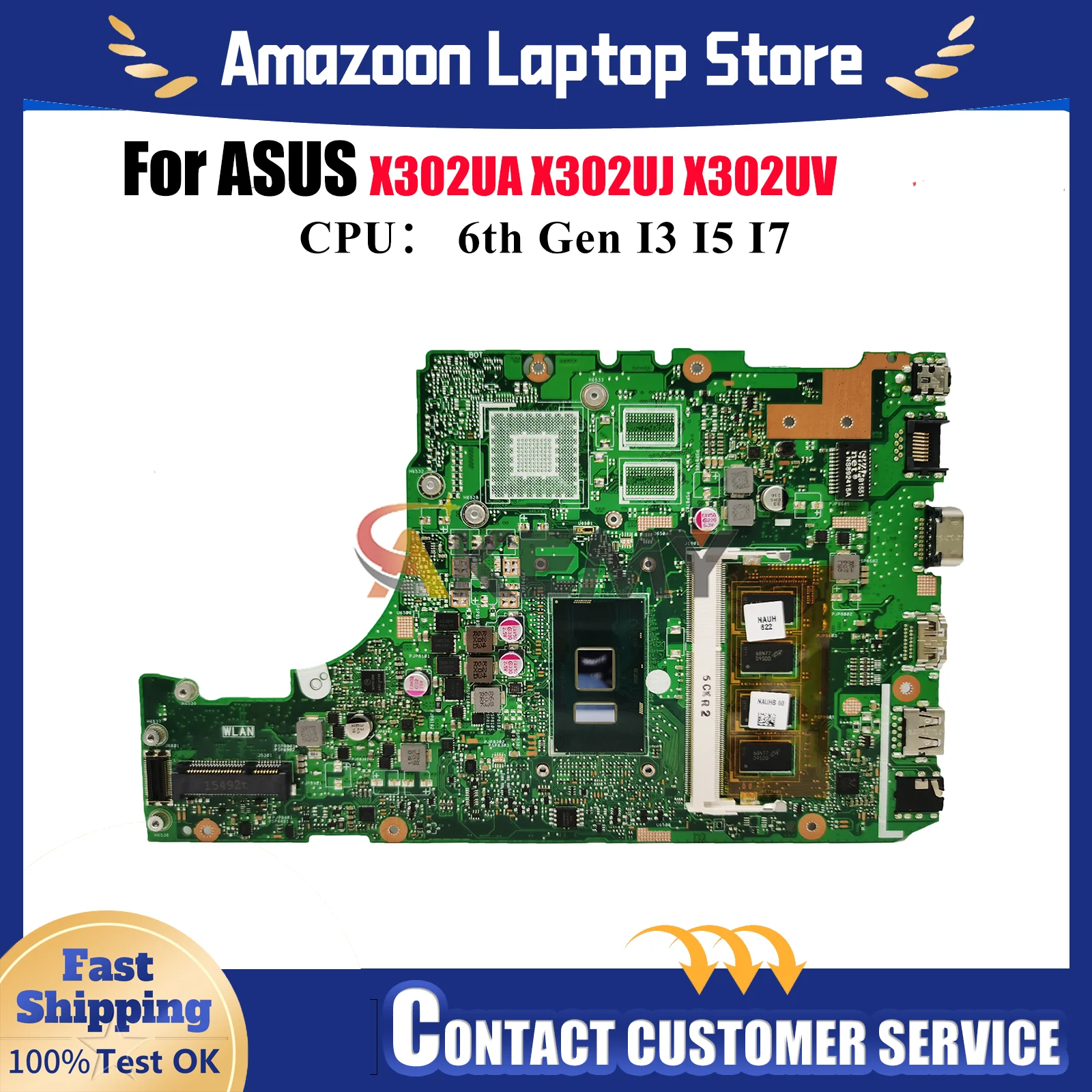 

X302UA Материнская плата для ноутбука ASUS VivoBook X302UA X302U X302UV X302UJ Материнская плата для ноутбука с процессором I3 I5 I7 100% tests OK stk