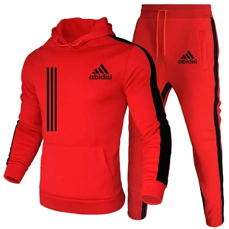 Men's Hooded jumper + Sweatpants Fashion two piece set Casual Autumn/Winter jogging outdoor sports fashion comfortable men's sui