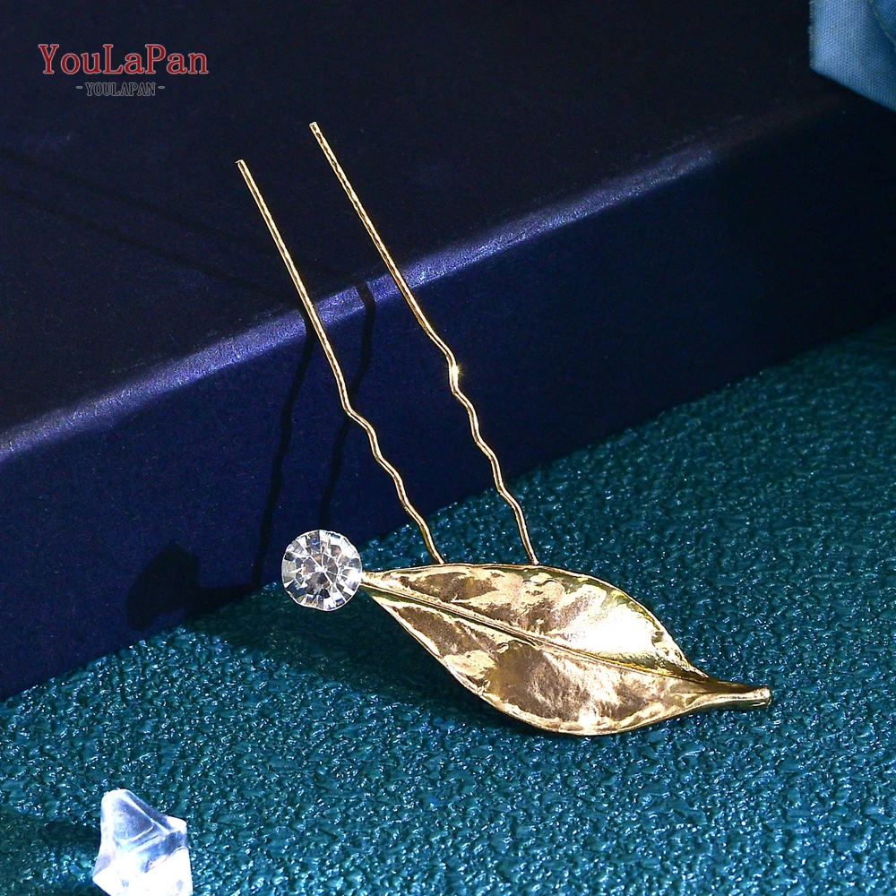 YouLaPan-pinza en forma de U de hoja de aleación de Color dorado para mujer, horquilla para el pelo de boda, accesorios para el cabello, Tiara de fiesta, HP766 ﻿