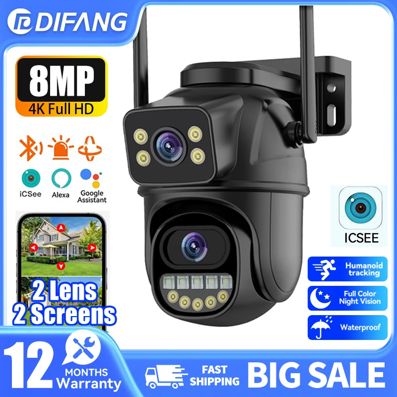 difang-icsee-8mp-outdoor-dual-lens-wifi-security-camera-dual-sceen-24-7-recording-humanoid-tracking-full-color-night-vision-cctv