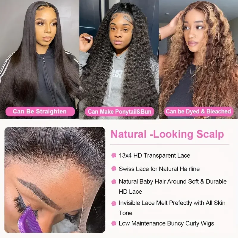 Addictive 30 38 Inch Deep Wave Lace Front Wig 13x4 13x6 HD Lace Frontal Wigs Loose Curly Wavy 5x5 Human Hair Wigs For Women 250%