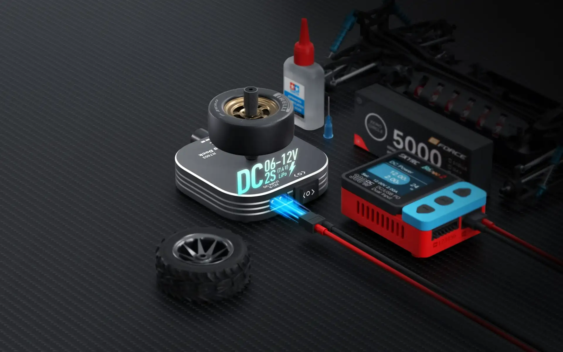 SKYRC Tire Sidewall Glue Applicator; Bidirectional Rotation; Smooth Rotation; RC Car Tire Gluing Tool