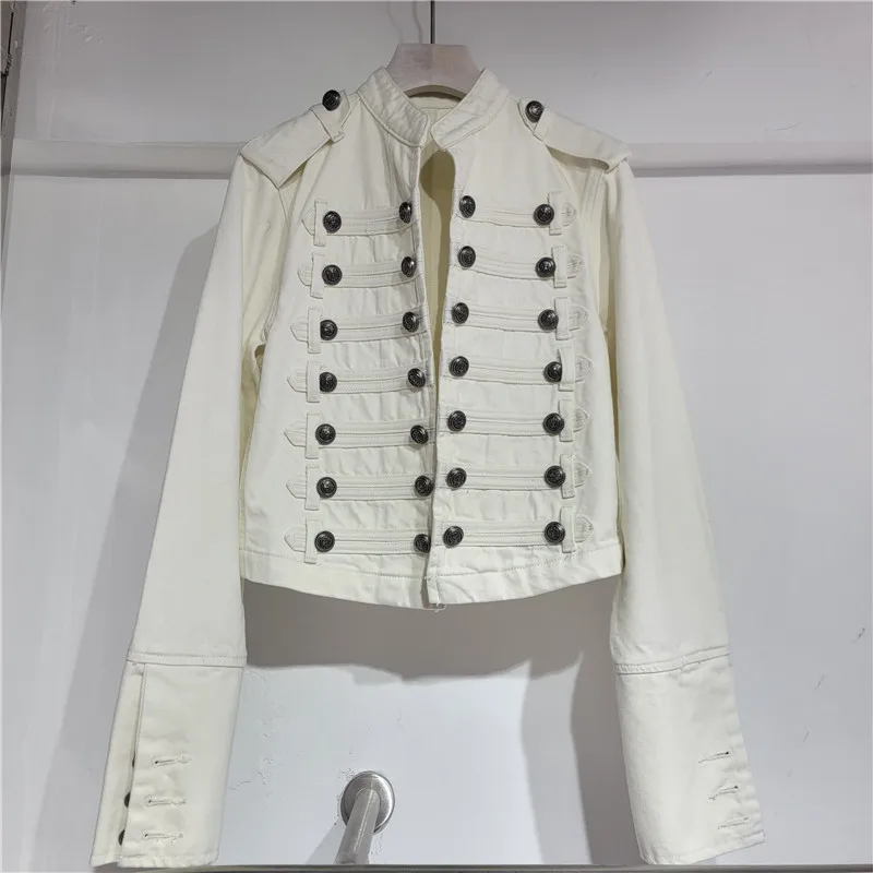 

European-inspired Vintage Denim Jacket for Women - Autumn 2026 Designer Loose Boyfriend Jacket Crop Top