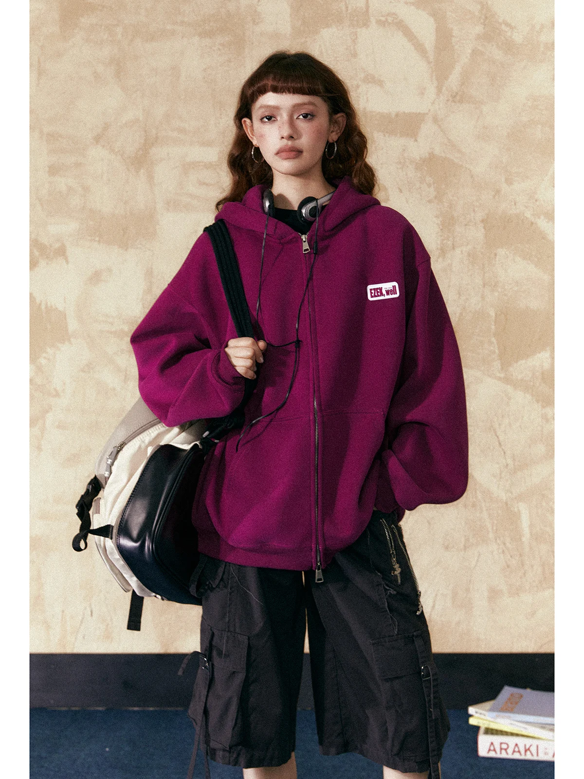 

EZEK Original American Retro Zipper Open Cardigan ey Sweatirt Jaet Women Early Spring Best Selling Loose Top Hoodie