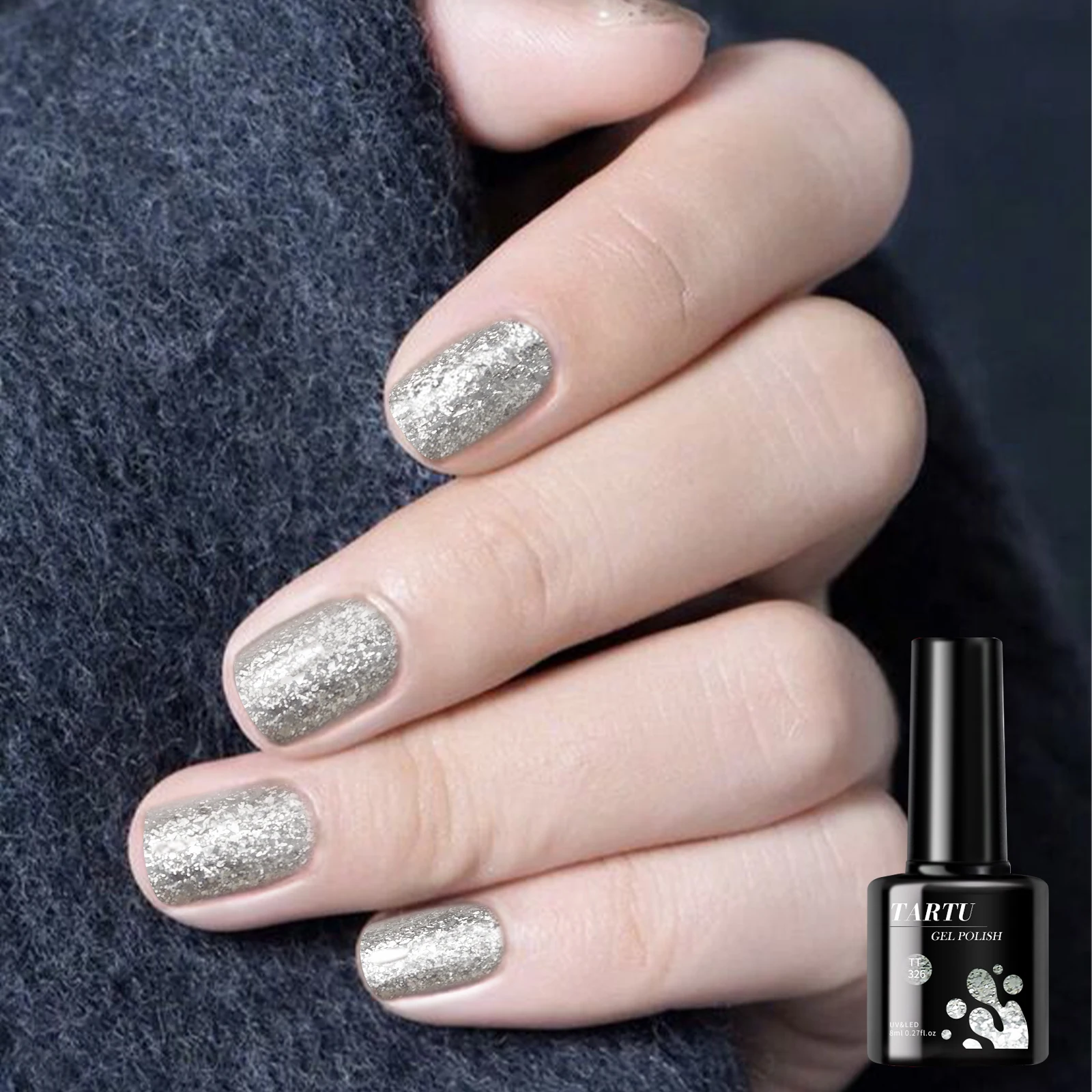 8 مللي بريق الفضة المجسم بريق هلام مسمار البولندية القابلة للإزالة LED/الأشعة فوق البنفسجية طويلة الأمد بريق الترتر المنزل مسمار الفن صالون