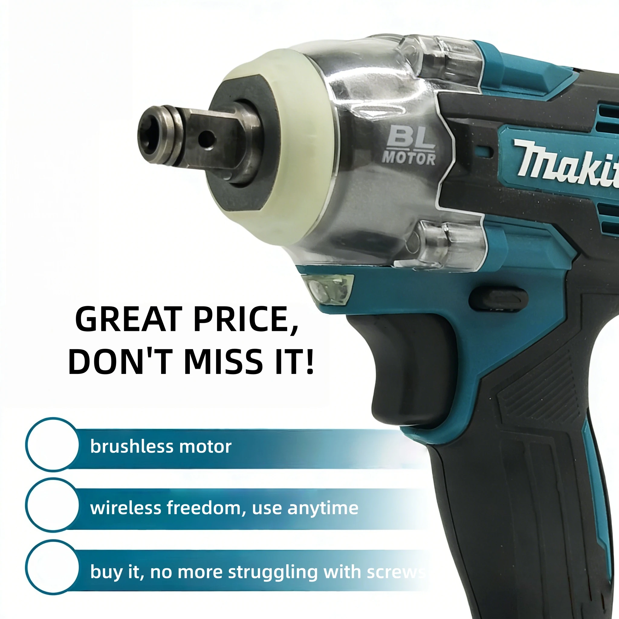 

Аккумуляторный бесщеточный шуруповерт Makita TW004G 18В, совместимый с аккумуляторами Makita 18В