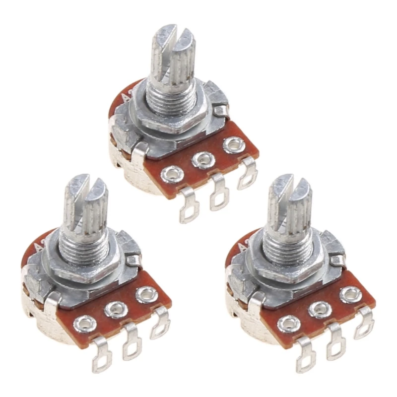 3pcs A250k Potentiometer Splined Pot Electric Guitar Bass Effect Amp Tone Volume