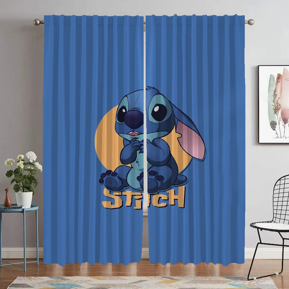 Stitch Halloween Decoration Blackout Curtain for Room 2 Panel Elegant Room Curtains Partition Tulle for Bedroom Shades Living