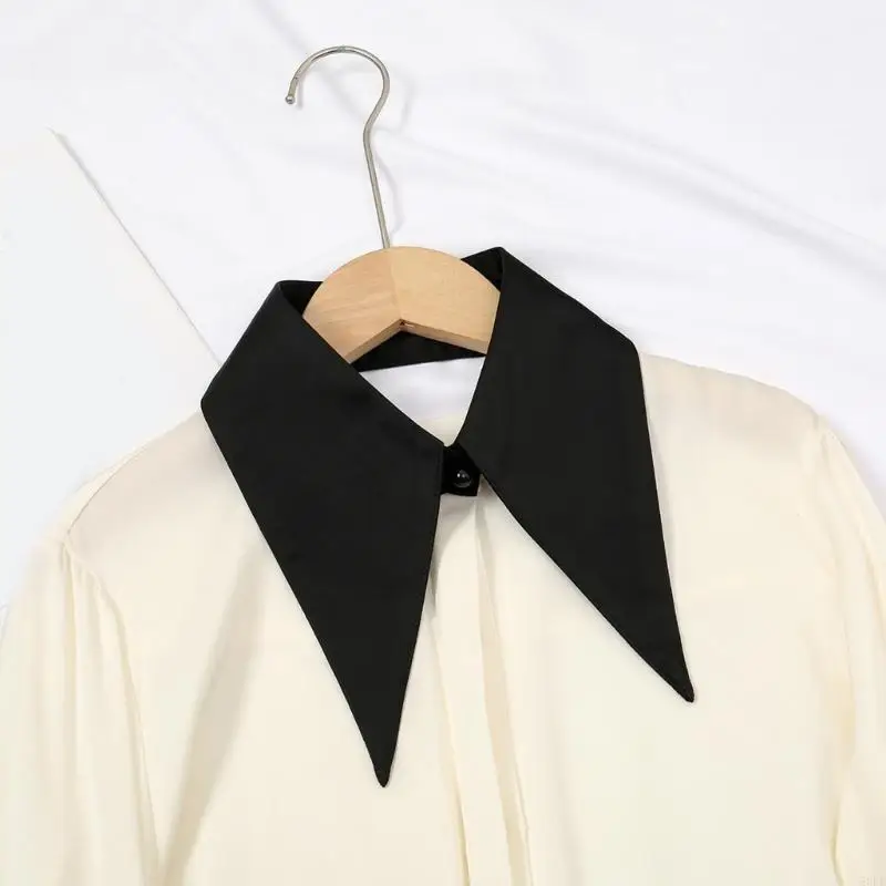 50LE Decorative Insert Lapel Collar Decorative Spread False Collar Solid Color Blouse