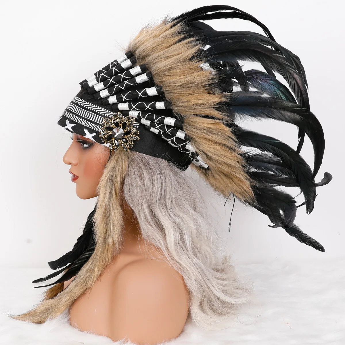 serre-tete-en-plumes-indiennes-accessoire-pour-fete-d'halloween-accessoire-pour-la-fete-de-thanksgiving-plumes-noires-bandeau-decoratif-pour-cheveux-style-punk-unisexe