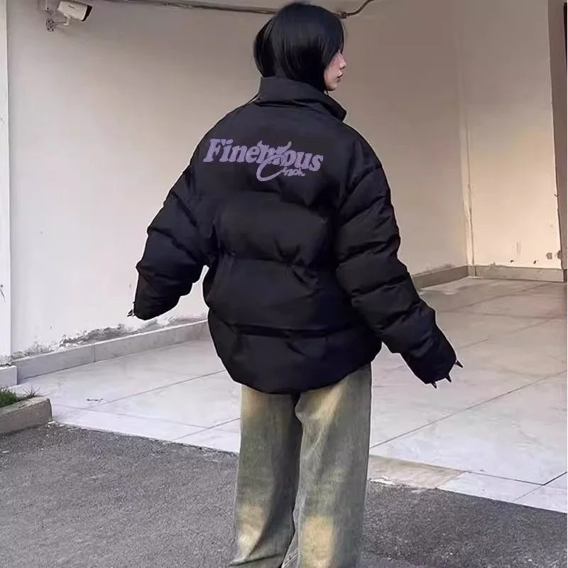 

Warm Cotton Jaet Men's Winter Faion Brand Couple Anti-Cold Bread Sle Coat Thiened Polyester Fiber Straight Hemline