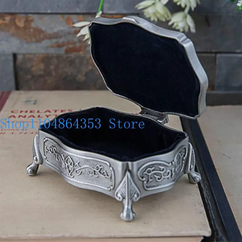 

652F Personalize Name Mini Jewelry Box Metal Keepsakes Wedding Rings Case