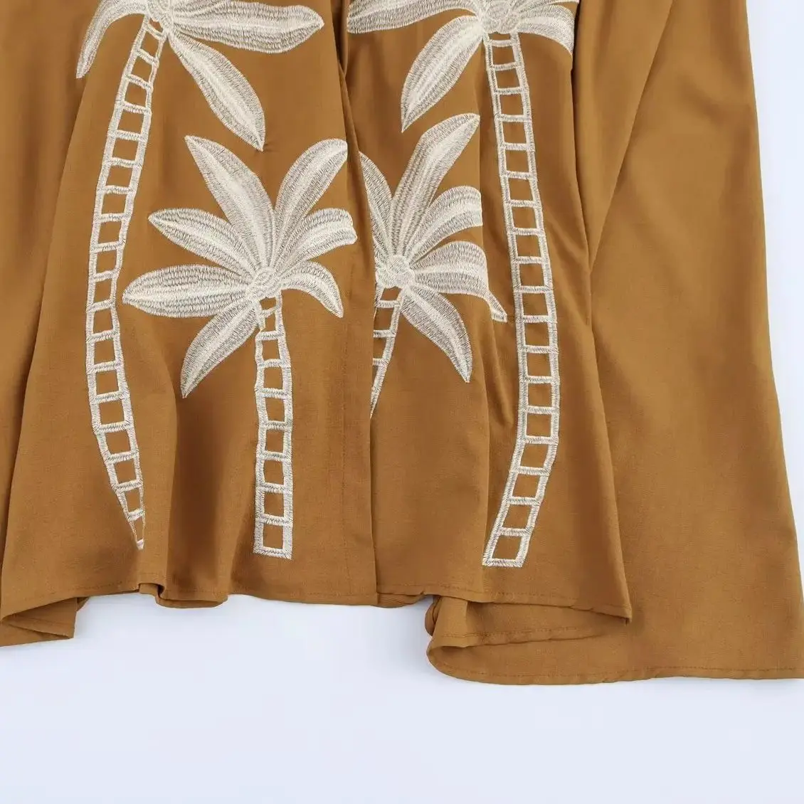 2025 BOHO O neck Embroidery Flower Open Buttons Maxi Long Sling Dress Women High Waist Ruched Swing Dresses Femme Robe Holiday