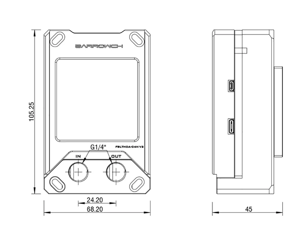شاشة Barrowch AMD AM4 INTEL1700 CPU Block HDMI AIDA64 عالية الدقة للكشف عن حالة أجهزة الكمبيوتر وحدة المعالجة المركزية ARGB FBLTHDA-04NV2