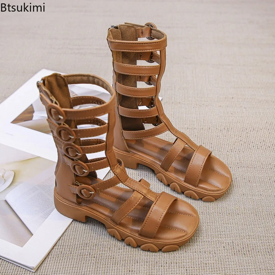 Children's High Top Sandals 2026 Summer New Roman Shoes Girl's Soft Soled Student Performance Single Shoes Versatile Sandals