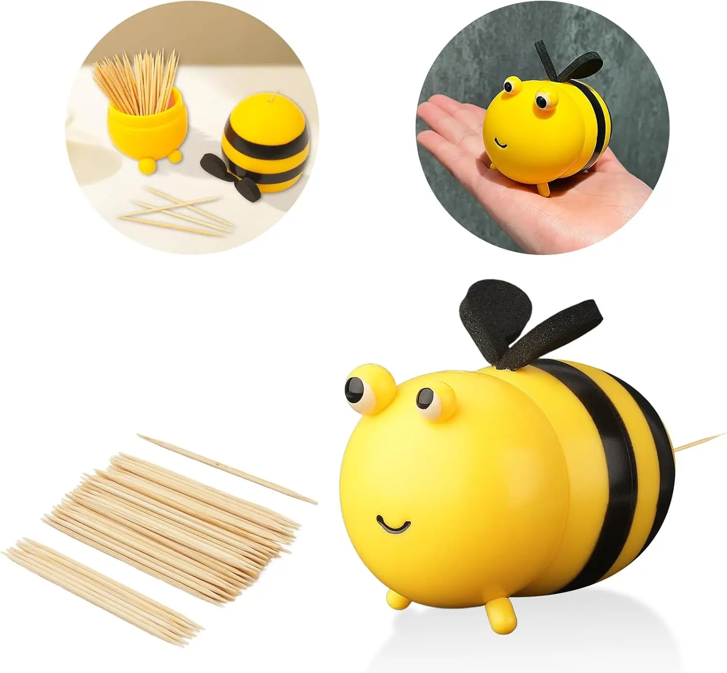 

Toothpick Holder Dispenser - Bee Toothpick Holder, Funny Cute Bee Decor Small Gifts for House Warming New Home Dining Room Rasta