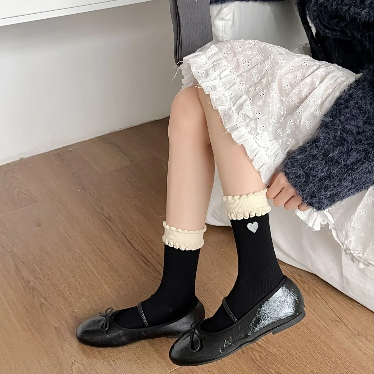 Damensocken Koreanische Spitze Liebe Kawaii Süße süße vielseitige japanische Lolita JK Bequeme hochwertige Baumwollsocken für Mädchen