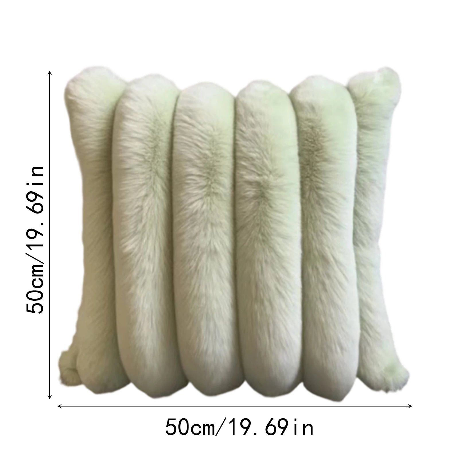 50*50cm Square Plush Pillowcase, Thickened & Bolded Vertical Striped Fluffy Throw Pillow Cover, Soft Faux Rabbit Cushion Covers