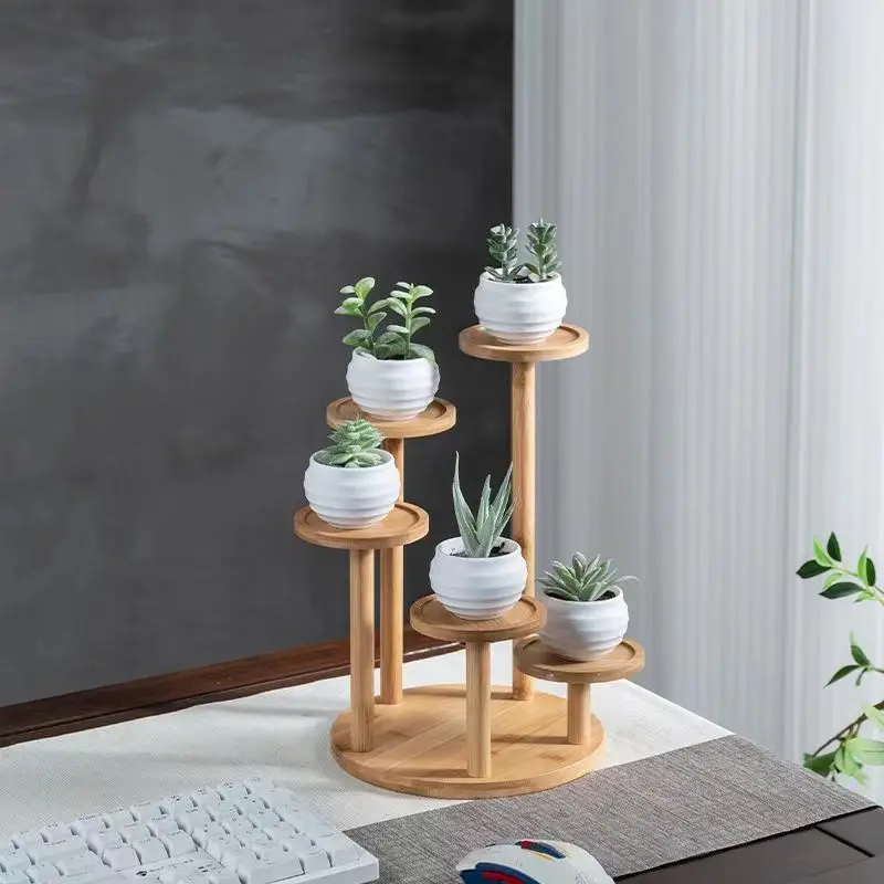 Bamboo Desktop Shelf for Organizing and Displaying Potted Plants, Perfume, Cosmetics, Toy Models