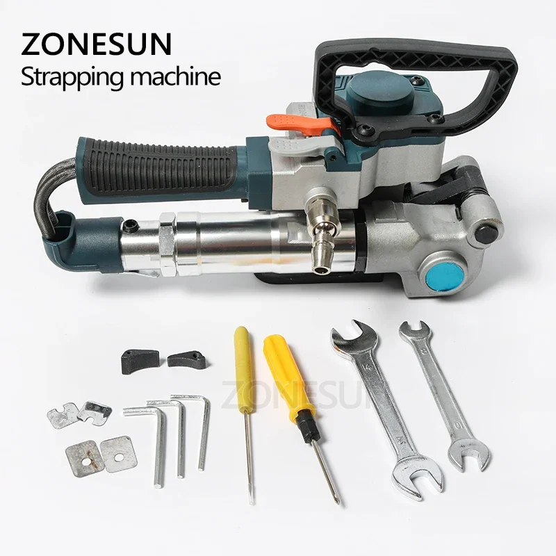 Imagem -06 - Zonesun Pneumática Strapping Machine Friction Welding Baler Air Pet Banding Tool para 1319 mm Largura Pet Straps