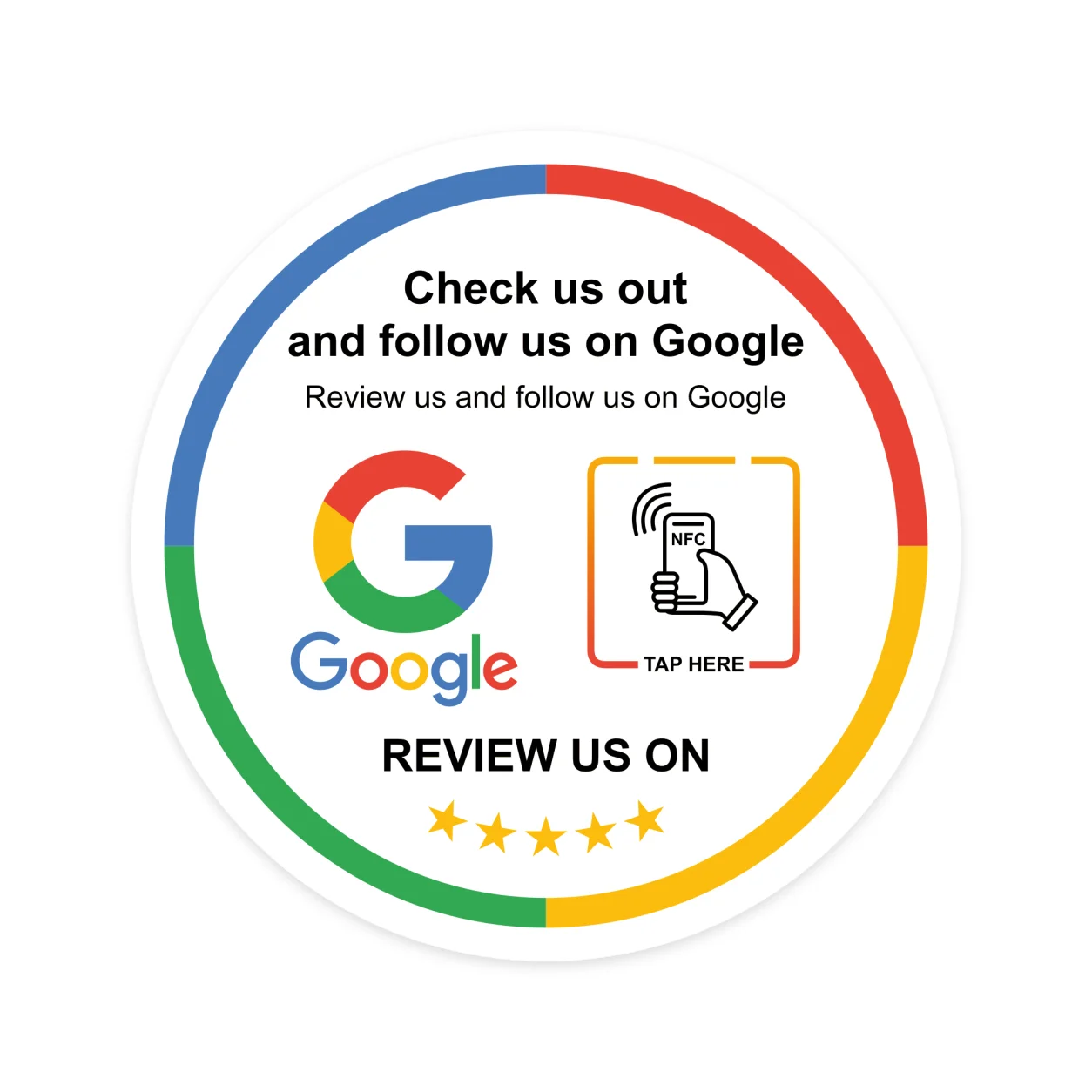 Round PVC NFC Sticker NTAG215 Chip With QR Code, Tap to Leave Google Reviews Waterproof Business Review Decal