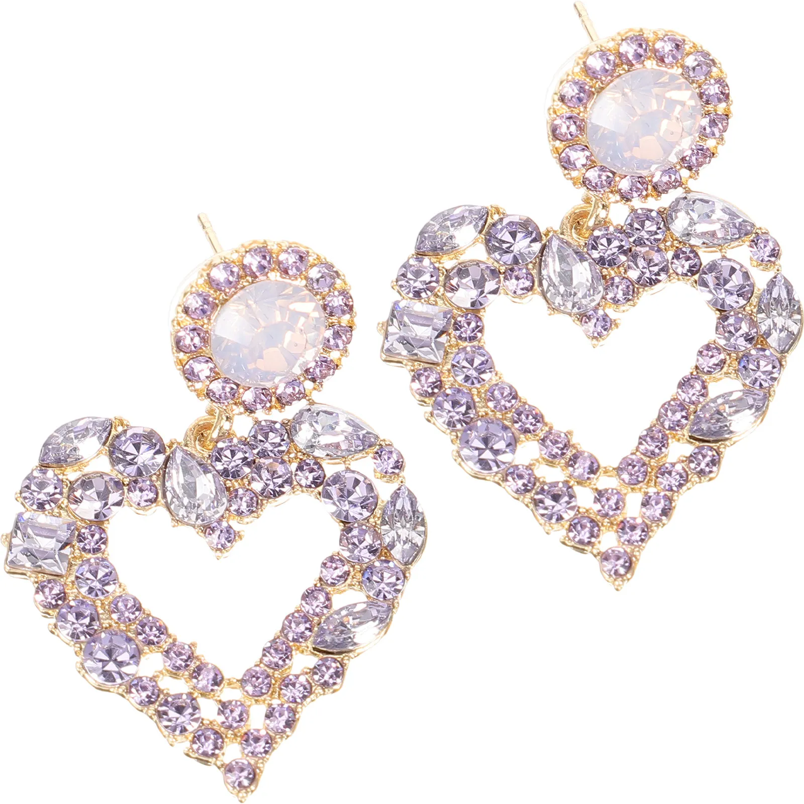 1Pair Bride Heart Earrings Rhinestone Inlaid Alloy Fashion Studs Stylish Daily Party Dance Wear Comfortable Tentacles Ear Decor