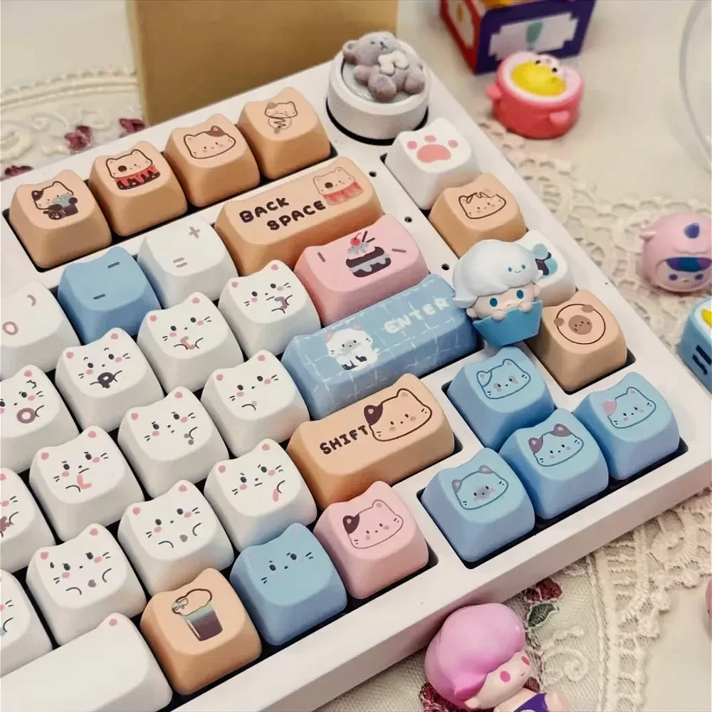 Sea Salt Cat Shaped MAO Keycap, Highly Cute Keycap, Heat Sublimation Compatible with MX Mechanical Keyboard