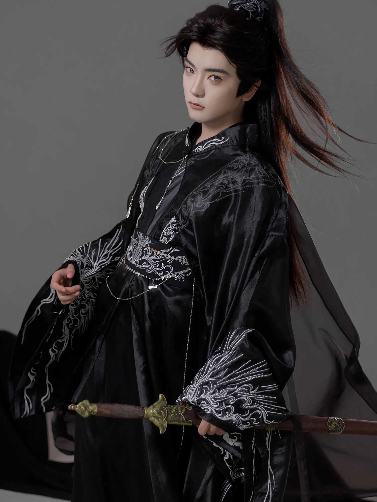elegant-black-embroidered-ancient-chinese-style-set-original-wei-jin-cosplay-youth-travel-autumn-long-sleeve-stand-collar-hanfu