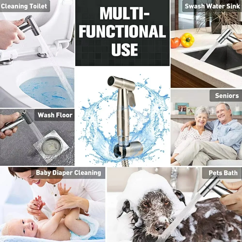 Stainless Steel Faucet Spray Gun Handheld Toilet Bidet Faucet Stainless Steel Hand Bidet Sprayers Brushed Water Sprayer