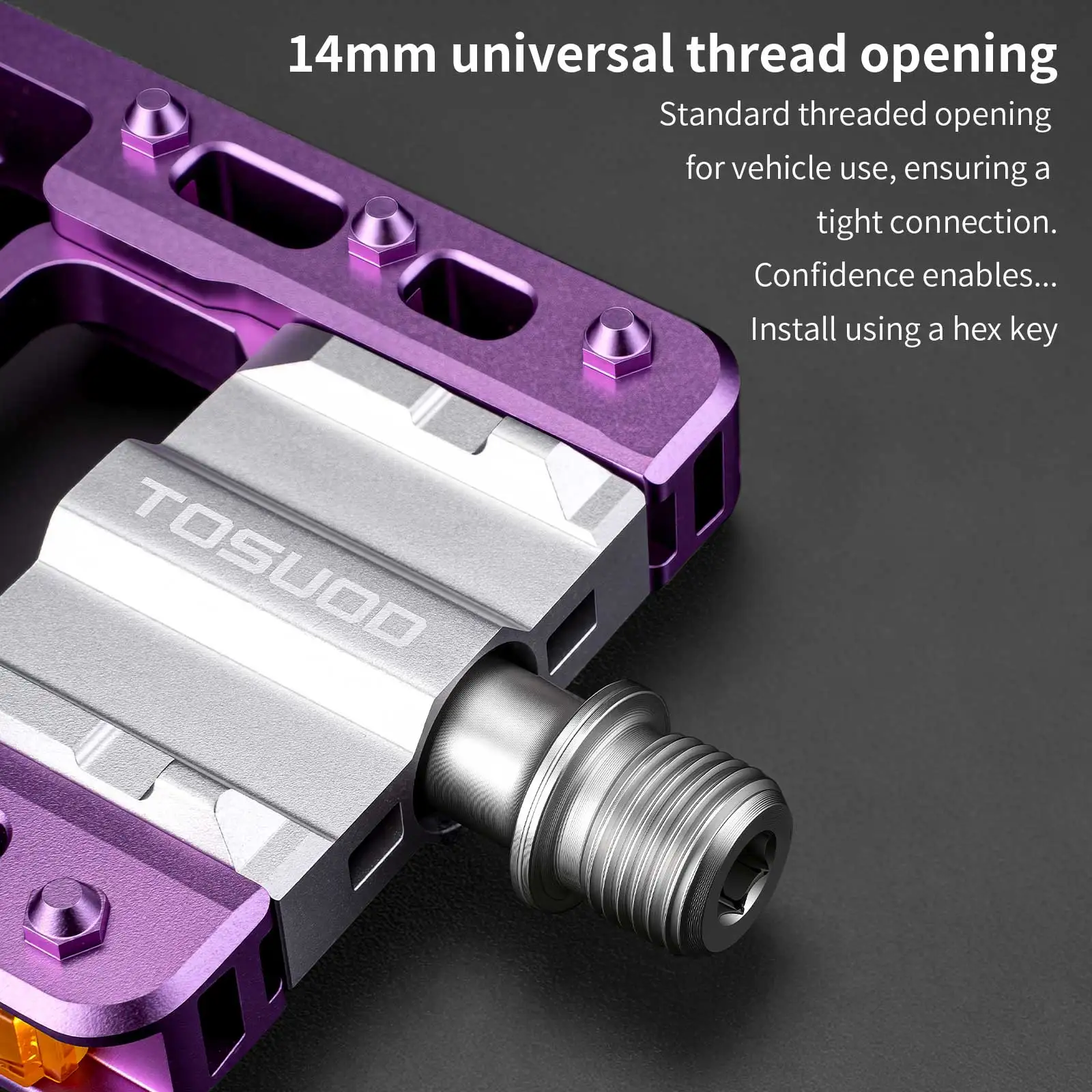 TOSUOD Aluminium-Legierung Fahrradpedale Rutschfeste CNC MTB Rennrad Flachpedale 3 Lager Fahrradpedale – Detail 6