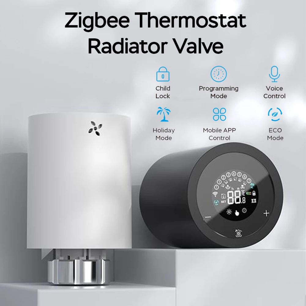 TUYA-Actionneur Intelligent de Zigéquation Religieuses, Vanne Thermostatique Programmable TRV, Application de Contrôle de Température à Distance, Prise en Charge d'Alexa