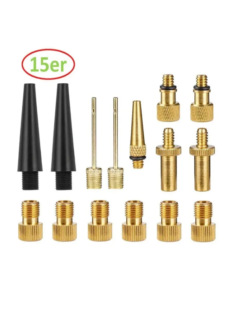 AliExpress NONE 15PCS Copper Bike Valve Adapter Set SV/AV/DV Inflator Pump Adapters for Bicycle Tire Valve Conversion Kit