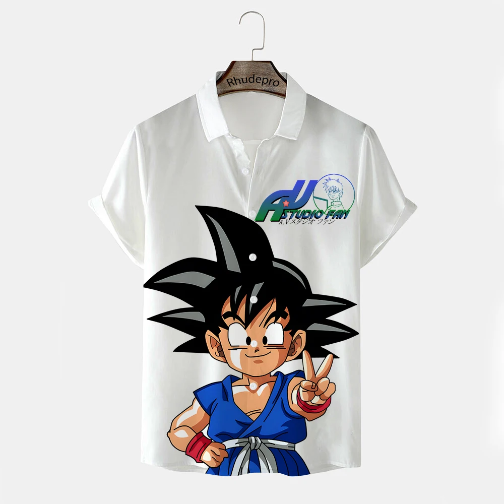 Japanese anime shirt Men 2024 Men's Vegeta Goku Oversized Shirts Hip Hop Clothing Harajuku Style Trend Tops Fashion