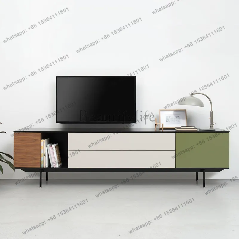 Factory Direct Italian Minimalist TV Cabinet Nordic Light Luxury Living Room Contrast Floor Cabinet