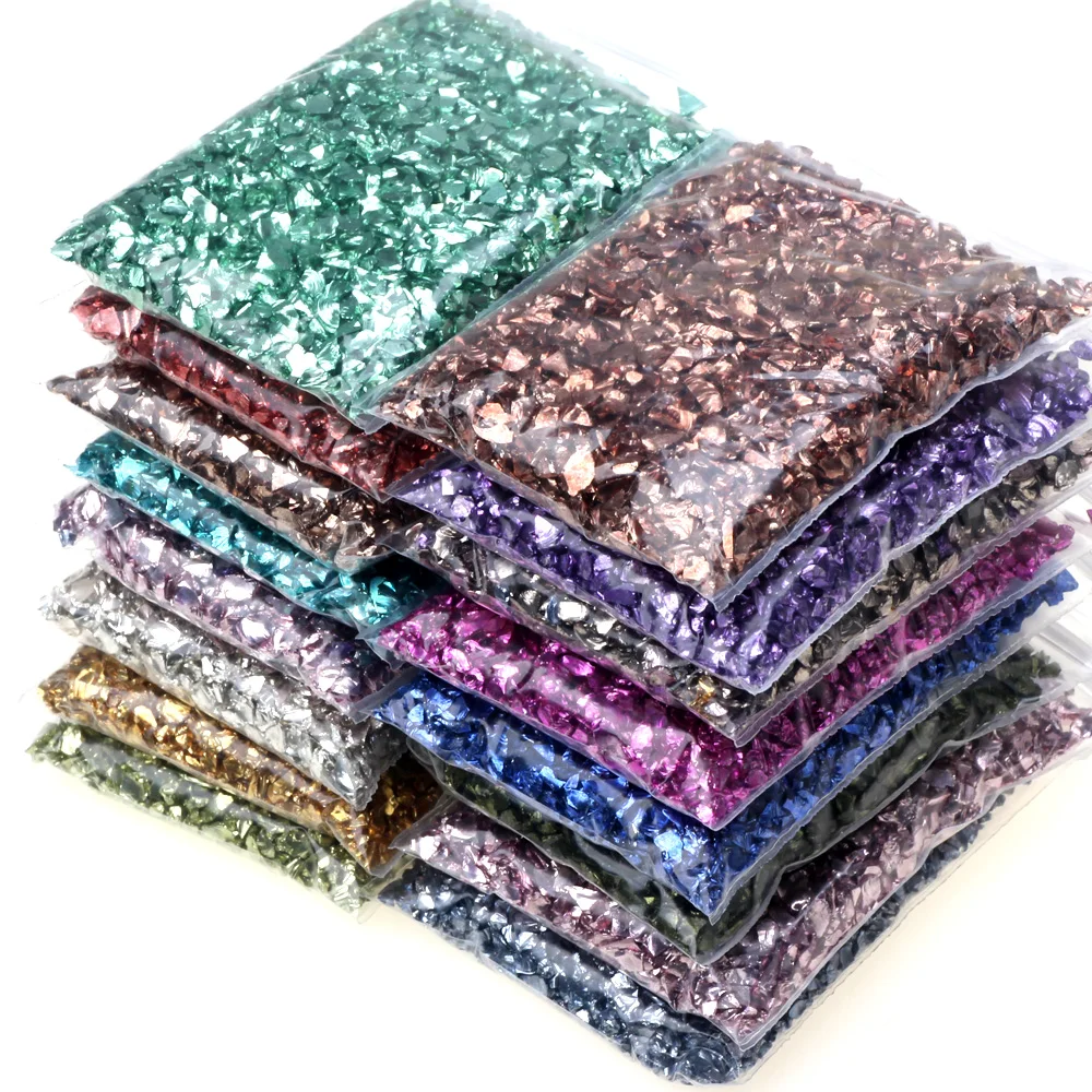 360G/Set 24 Color Glass Metal Crushed Stone Filler DIY Table Decoration Cake Fruit Coaster Filling Decorative Epoxy Resin Mold