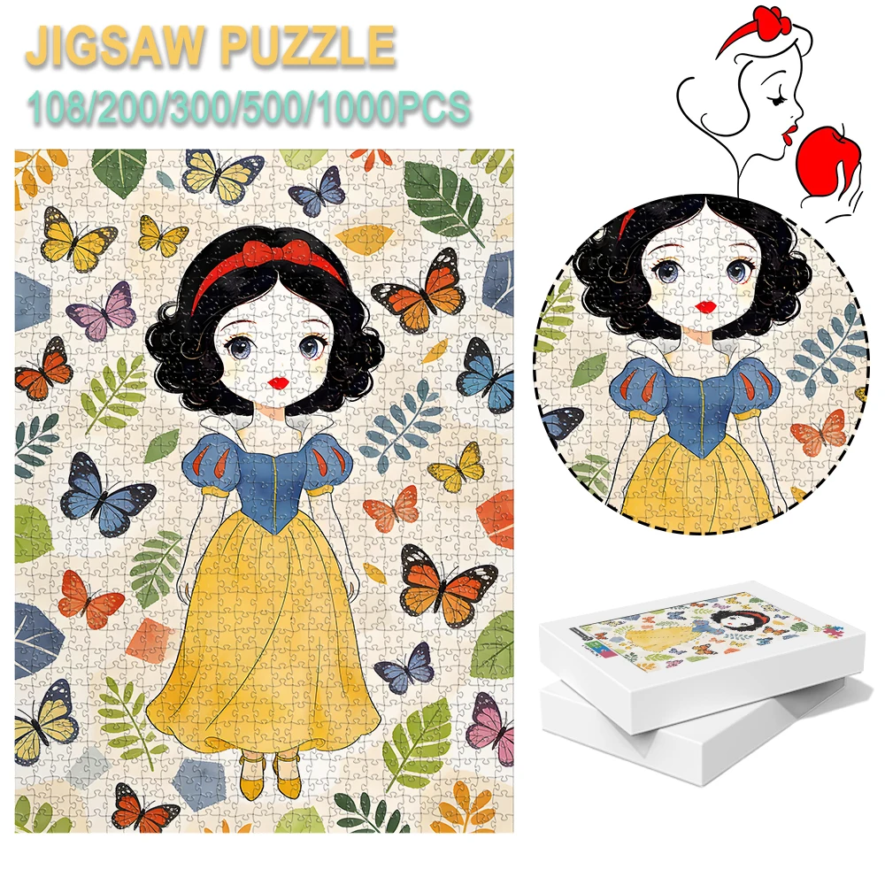 Jeu de puzzle sur plancher en bois Disney, papillon et blanche-neige, jeu familial de 108/200/300/500/1000 pièces