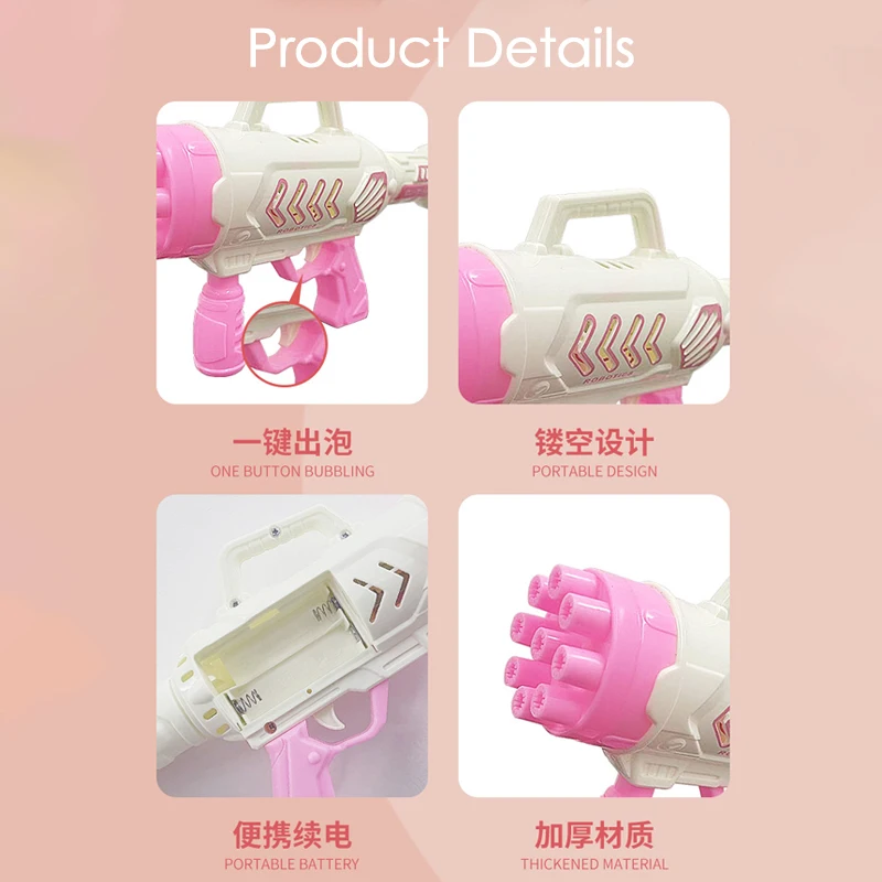 Mini Pistola per Bolle a 9 Fori per Bambini, Macchina Portatile per Bolle di Sapone, Giocattolo per Feste all'Aperto, Regalo per Bambini