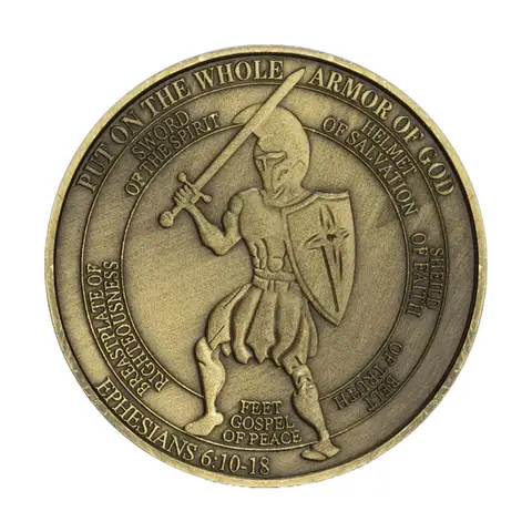 ใส่ทั้งเกราะของพระเจ้าเอฟเซียนเหรียญที่ระลึกสีบรอนซ์ชุบสงบนักรบของที่ระลึกเหรียญ Honor Badge