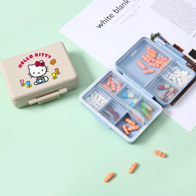 Hello Kitty Mini Portable Pills Organizer Case Cute Sanrio 9 Grids Pillbox Tablet Storage Container settimanale portapillole portapillole