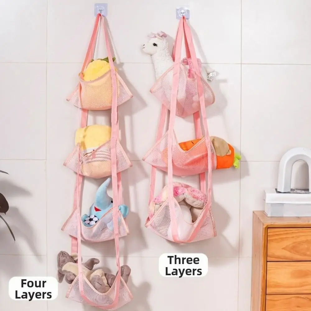 

Wall Mounted Ball Storage Hanging Bag Large Capacity 3/4 Layers Basketball Storage Bag Durable Foldable