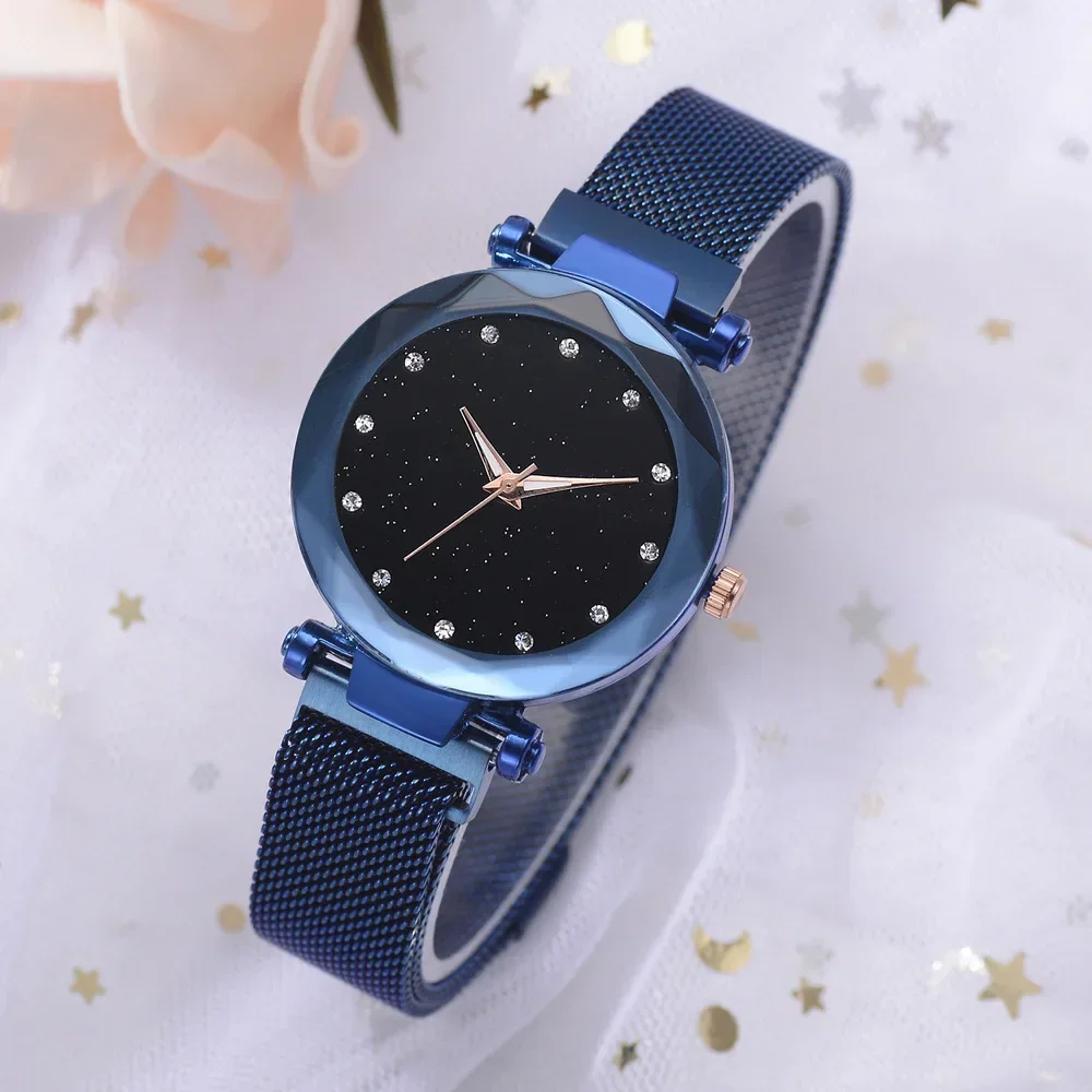 Luxury Starry Sky Watches Women Bracelet Rhinestones Watch Quartz Wristwatches Ladies Thin Steel Magnetic Buckle Wristwatch